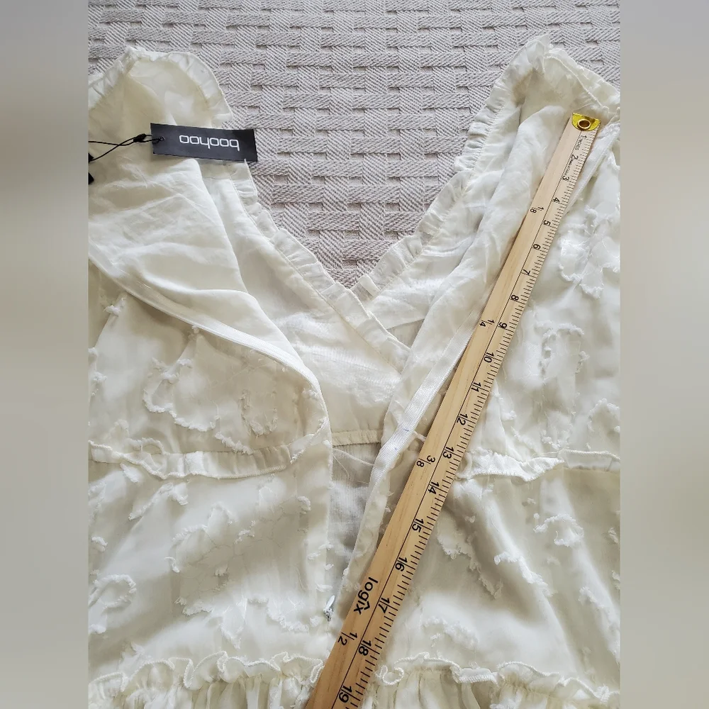 Boohoo Boho Petite Burnout Frill Mini Dress NWT - Picture 7 of 16